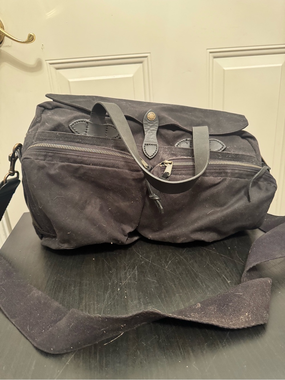 Filson Seattle 24 Hour Tin Cloth Briefcase Black Brass 100% Cotton